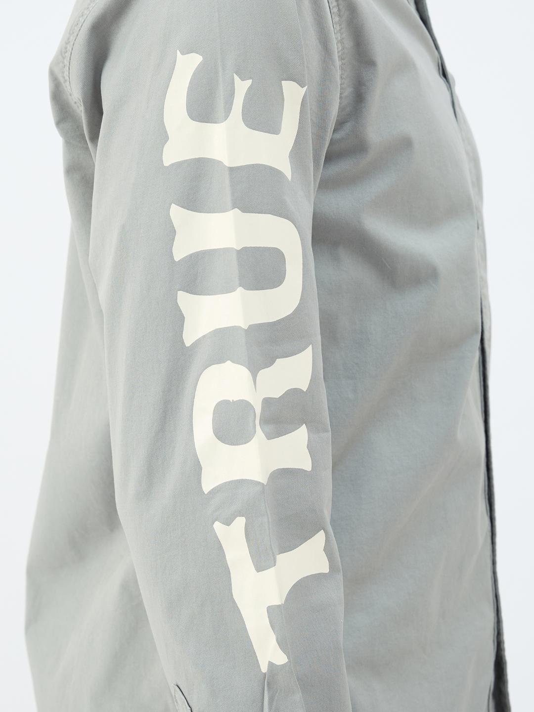 Men grey solid collar shirt