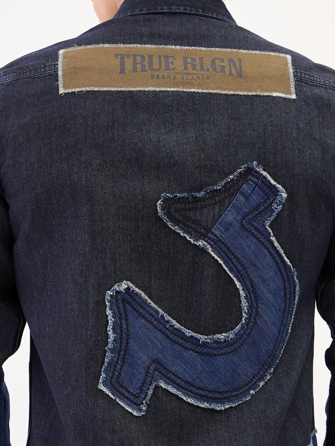 True Religion Men Blue Solid Collar Shirt