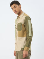 True Religion Men Beige Solid Collar Shirt