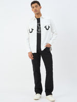 True Religion Men Cream Solid Collar Shirt