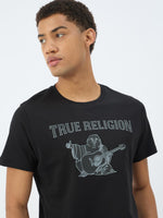 True Religion Men Black Solid Round Neck Tshirt