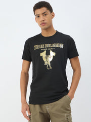 True Religion Men Black Solid Round Neck Tshirt