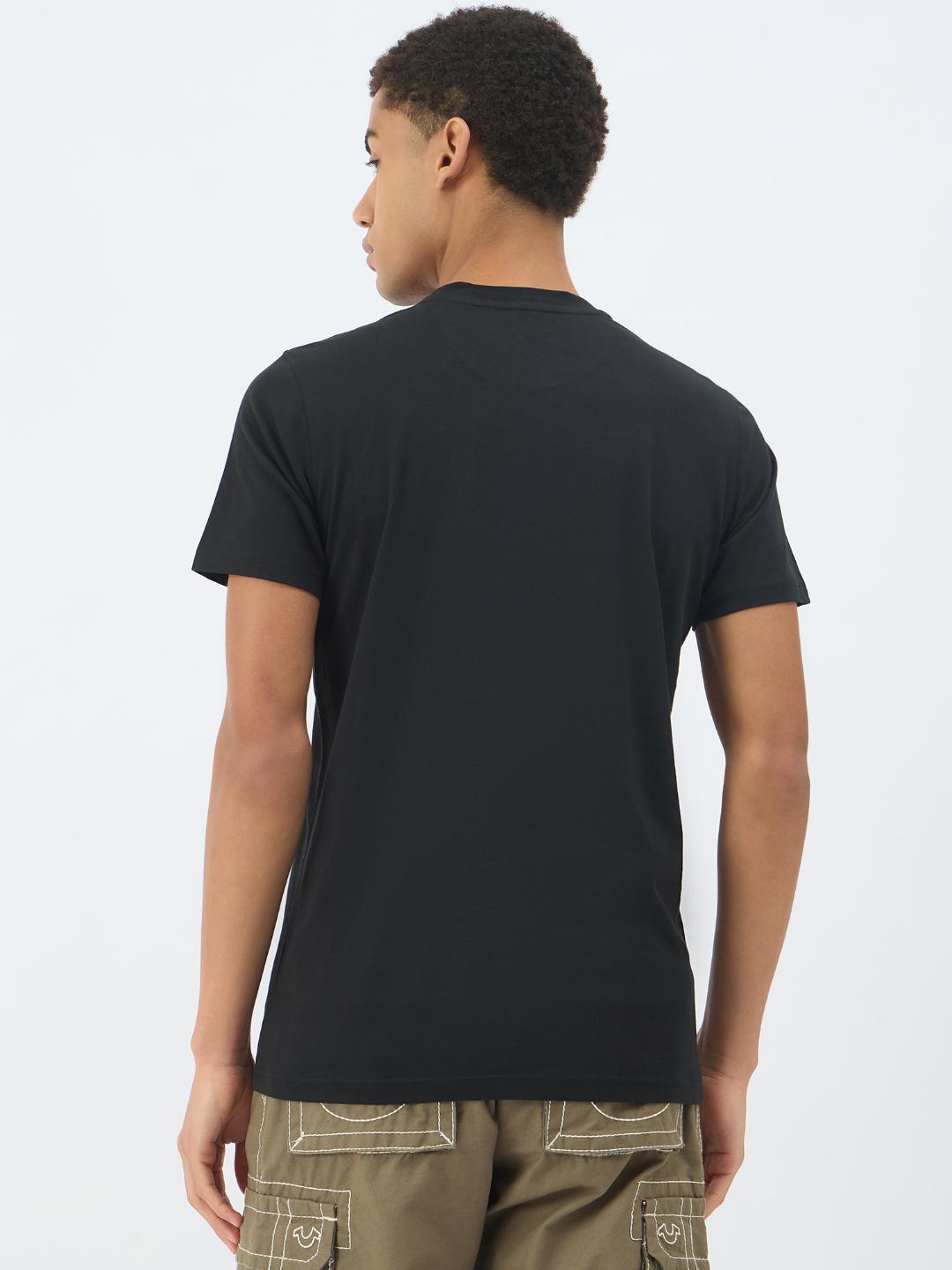 True Religion Men Black Solid Round Neck Tshirt