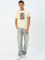 True Religion Men Beige Solid Round Neck Tshirt
