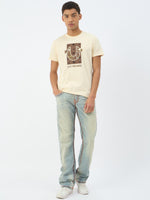 True Religion Men Beige Solid Round Neck Tshirt