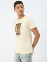 True Religion Men Beige Solid Round Neck Tshirt