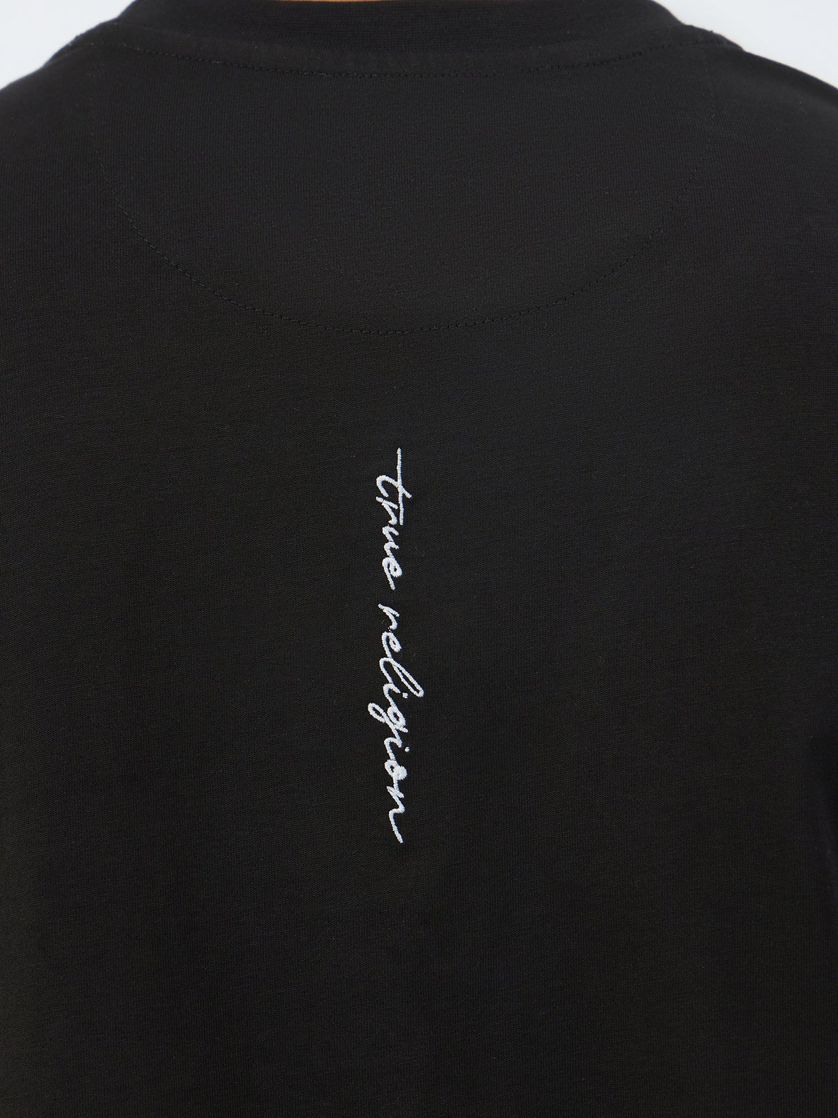 True Religion Men Black Solid Round Neck Tshirt