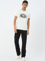 True Religion Men Cream Solid Round Neck Tshirt