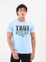 True Religion Men Blue Solid Round Neck Tshirt