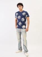 True Religion Men Blue Solid Round Neck Tshirt