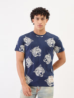 True Religion Men Blue Solid Round Neck Tshirt