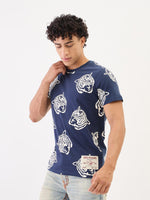 True Religion Men Blue Solid Round Neck Tshirt