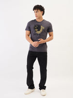 True Religion Men Grey Solid Round Neck Tshirt