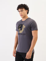 True Religion Men Grey Solid Round Neck Tshirt