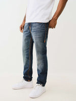 True Religion Pickstitch Rocco Slim Fit Blue Mid Rise Washed Jeans