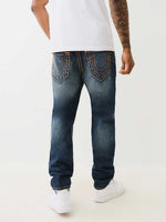 True Religion Pickstitch Rocco Slim Fit Blue Mid Rise Washed Jeans