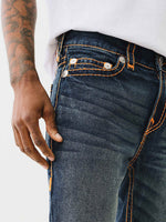 True Religion Pickstitch Rocco Slim Fit Blue Mid Rise Washed Jeans