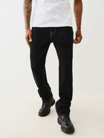 True Religion Pickstitch Ricky Straight Fit Black Mid Rise Solid Jeans