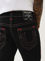 True Religion Pickstitch Ricky Straight Fit Black Mid Rise Solid Jeans
