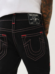 True Religion Pickstitch Ricky Straight Fit Black Mid Rise Solid Jeans