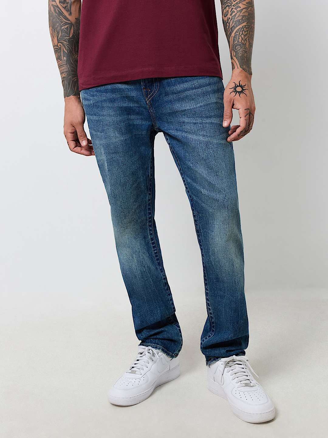 True Religion Sn Geno Skinny Fit Blue Mid Rise Washed Jeans