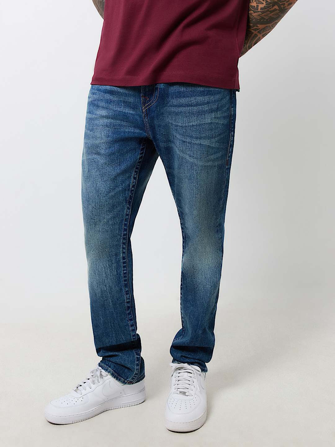 True Religion Sn Geno Skinny Fit Blue Mid Rise Washed Jeans