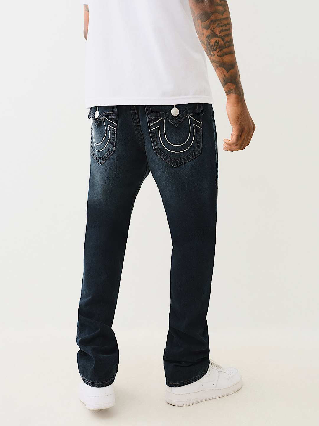 True Religion Super T Ricky Straight Fit Blue Mid Rise Washed Jeans