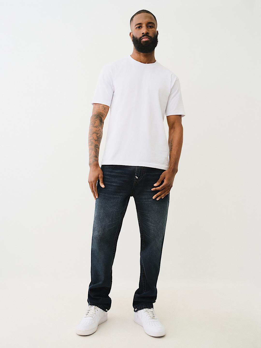 True Religion Super T Ricky Straight Fit Blue Mid Rise Washed Jeans