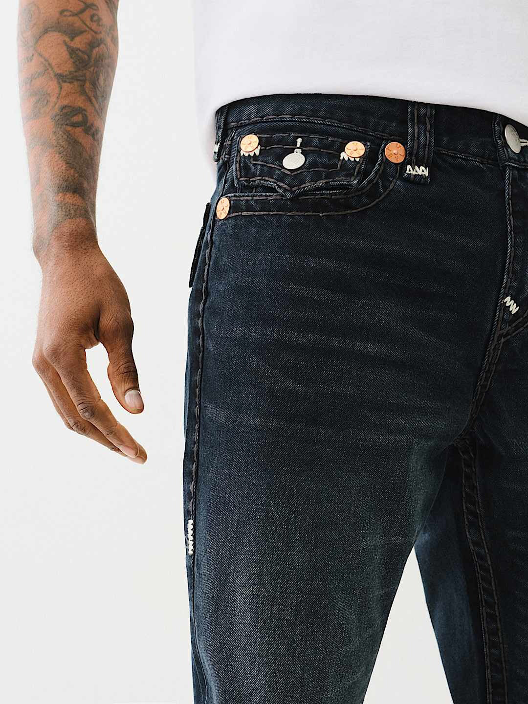 True Religion Super T Ricky Straight Fit Blue Mid Rise Washed Jeans