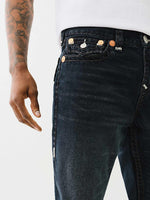 True Religion Super T Ricky Straight Fit Blue Mid Rise Washed Jeans