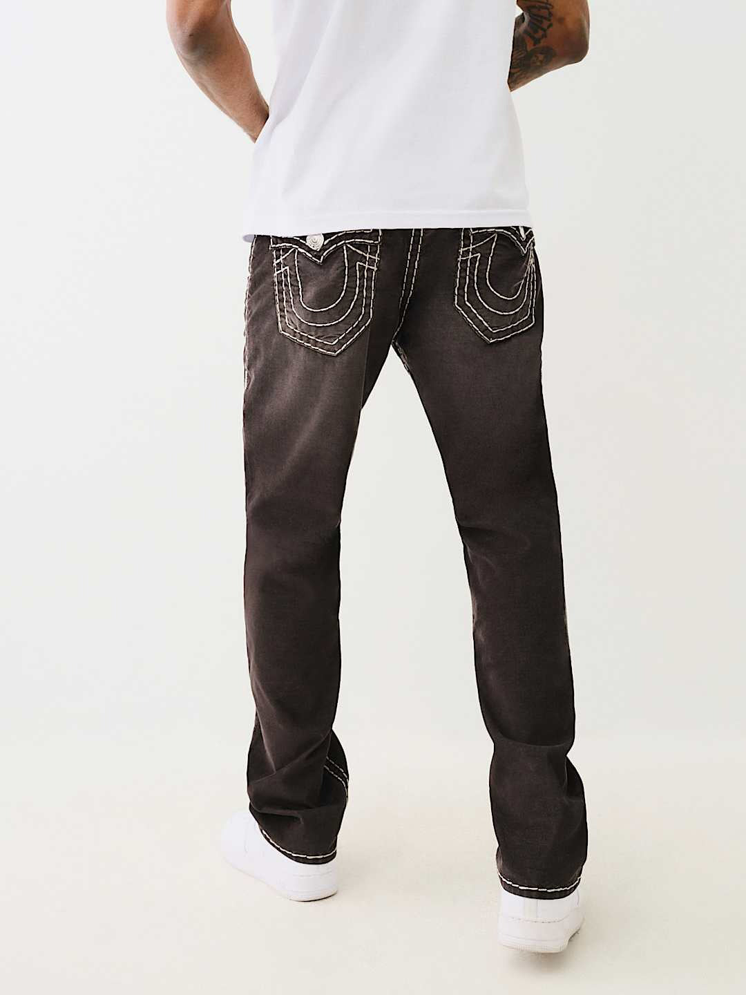 True Religion Super T Ricky Straight Fit Grey Mid Rise Washed Jeans