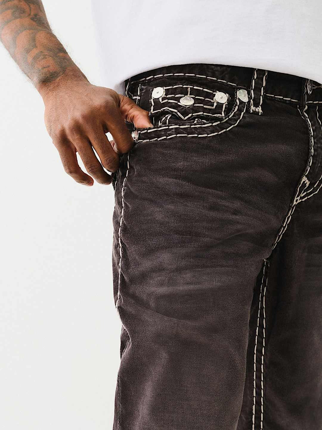True Religion Super T Ricky Straight Fit Grey Mid Rise Washed Jeans