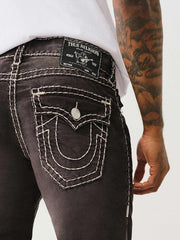 True Religion Super T Ricky Straight Fit Grey Mid Rise Washed Jeans