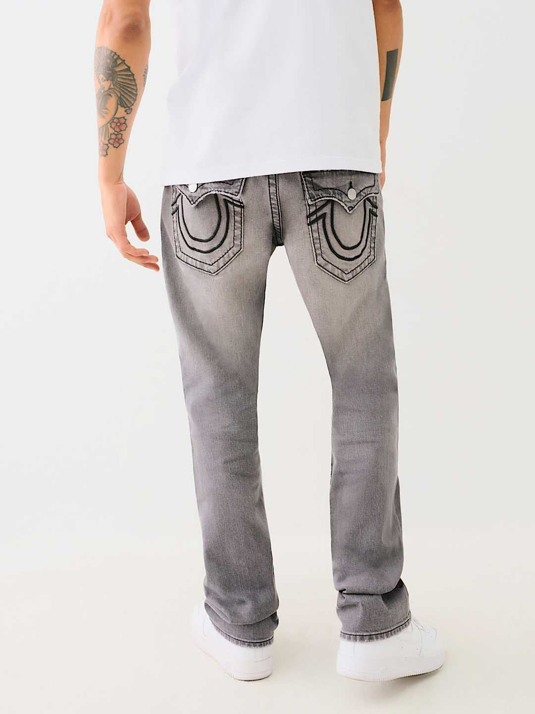 True Religion Big T Ricky Straight Fit Grey Mid Rise Washed Jeans