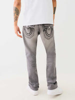 True Religion Big T Ricky Straight Fit Grey Mid Rise Washed Jeans