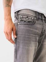 True Religion Big T Ricky Straight Fit Grey Mid Rise Washed Jeans
