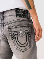 True Religion Big T Ricky Straight Fit Grey Mid Rise Washed Jeans