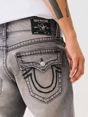 True Religion Big T Ricky Straight Fit Grey Mid Rise Washed Jeans