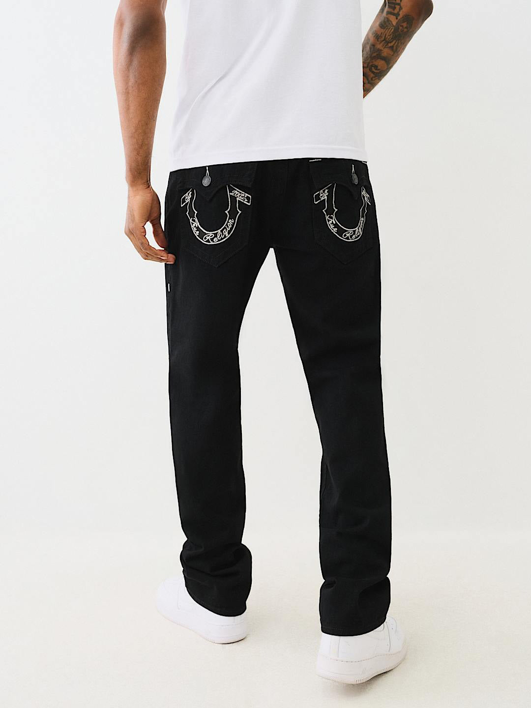 True Religion Sn Ricky Straight Fit Black Mid Rise Solid Jeans