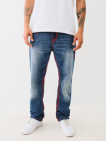True Religion Super Qt Ricky Straight Fit Blue Mid Rise Washed Jeans