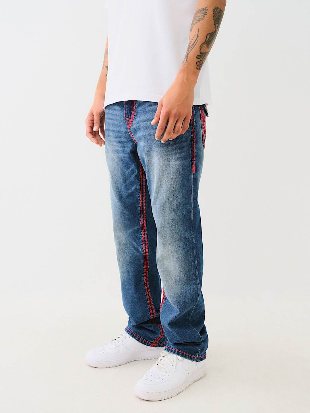 True Religion Super Qt Ricky Straight Fit Blue Mid Rise Washed Jeans