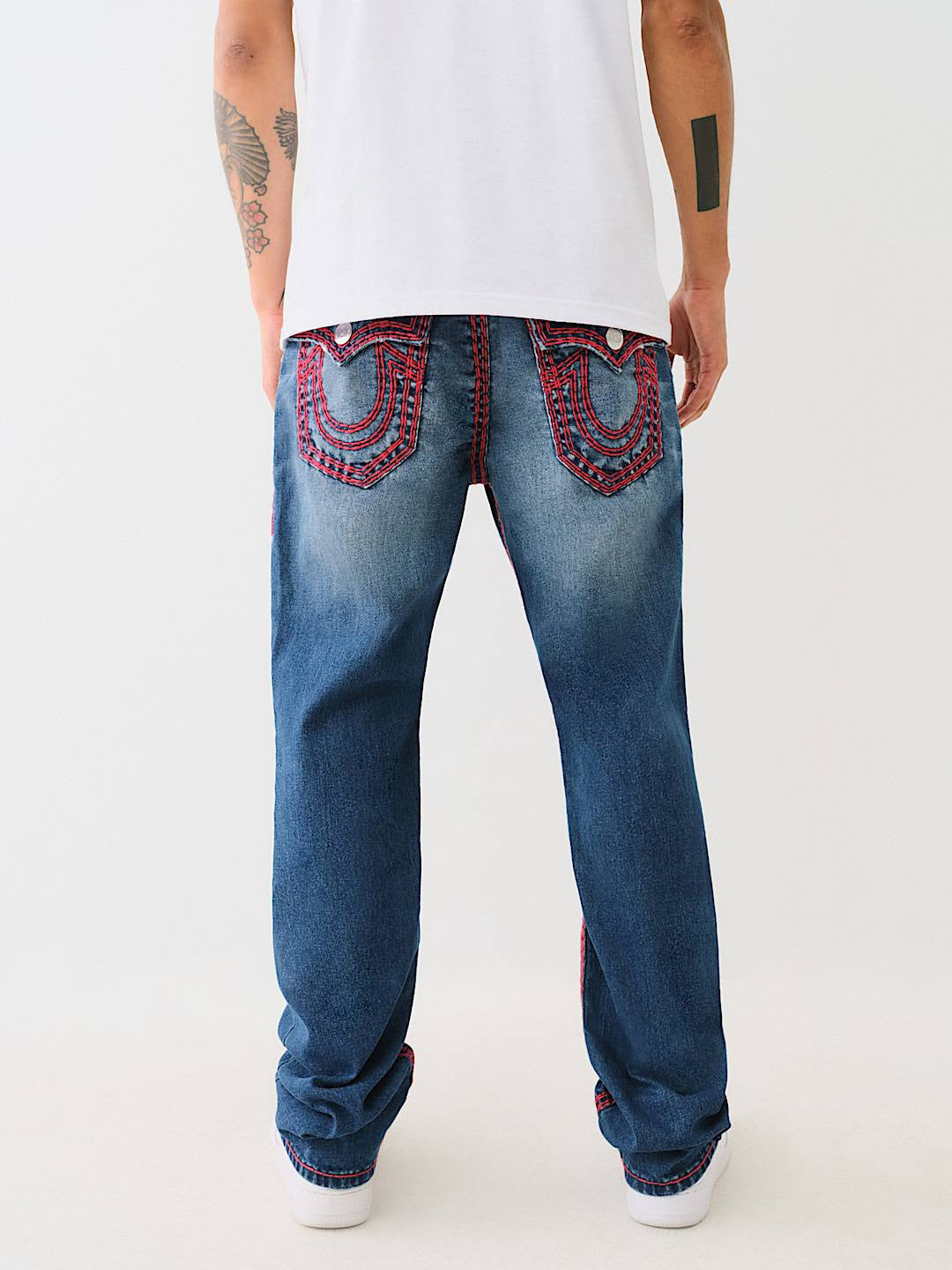 True Religion Super Qt Ricky Straight Fit Blue Mid Rise Washed Jeans