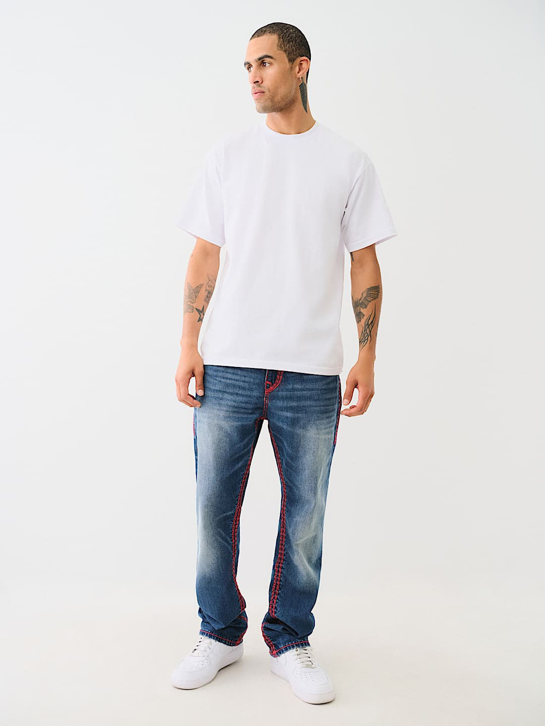 True Religion Super Qt Ricky Straight Fit Blue Mid Rise Washed Jeans
