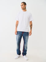 True Religion Super Qt Ricky Straight Fit Blue Mid Rise Washed Jeans