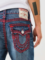 True Religion Super Qt Ricky Straight Fit Blue Mid Rise Washed Jeans