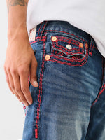 True Religion Super Qt Ricky Straight Fit Blue Mid Rise Washed Jeans