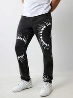 True Religion Sn Rocco Slim Fit Black Mid Rise Printed Jeans