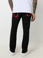 True Religion Sn Ricky Straight Fit Black Mid Rise Washed Jeans