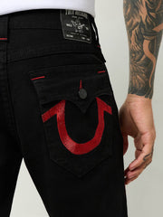 True Religion Sn Ricky Straight Fit Black Mid Rise Washed Jeans