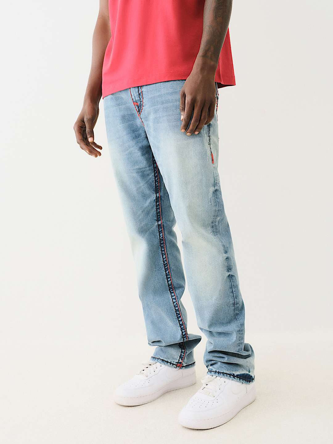 True Religion Super T Ricky Straight Fit Blue Mid Rise Washed Jeans
